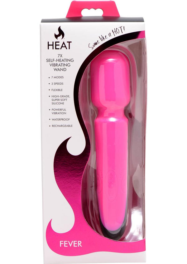 Heat Fever Silicone 7X Self-Heating Vibrating Usb Rechargeable Wand Waterproof Pink 7.5 Inch