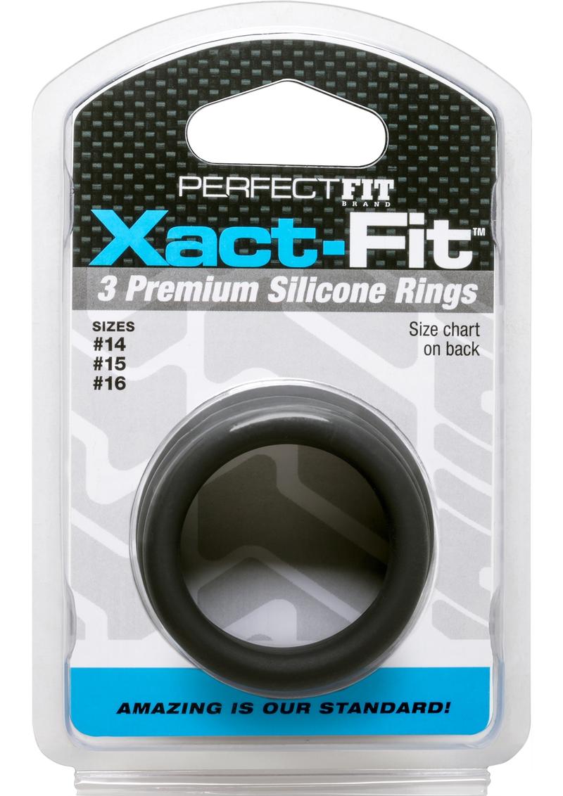 Perfect Fit Xact-Fit Silicone Ring Kit Sm - Md 3 Pack - Black