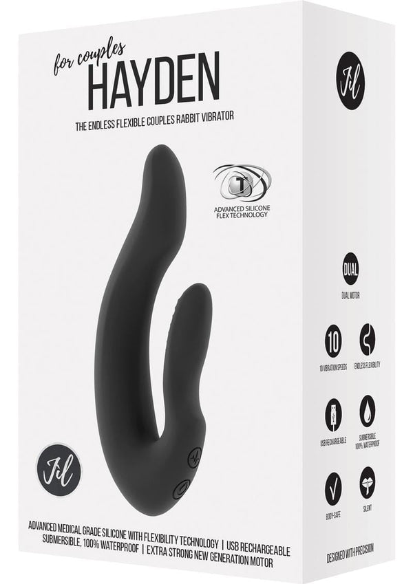 Jil Hayden Flexible Silicone Usb Rechargeable Couples Vibrator Waterproof Black 5.9 Inch