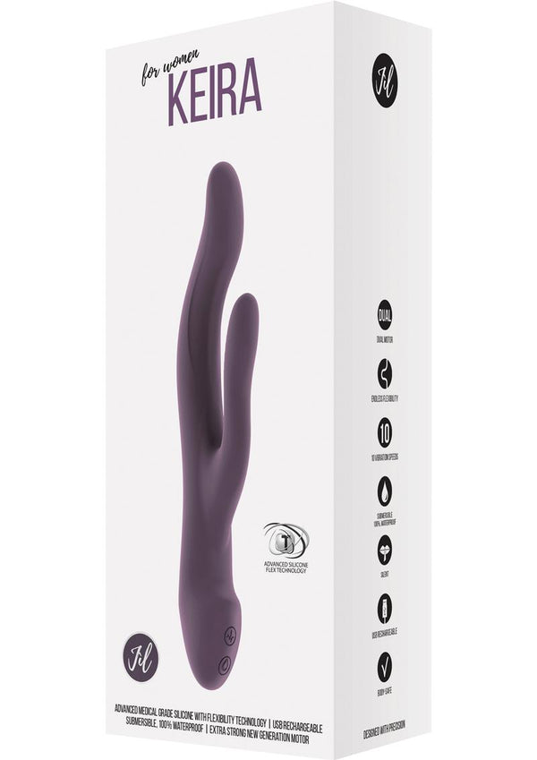 Jil Keira Flexible Silicone Usb Rechargeable Rabbit Vibrator Waterproof Purple 8.3 Inch