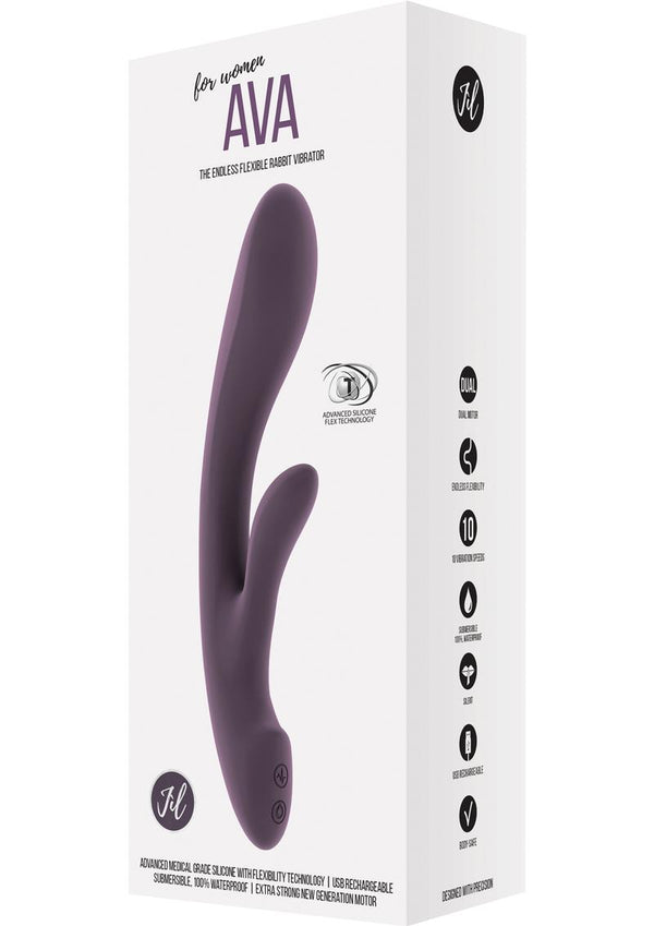 Jil Ava Flexible Silicone Rechargeable Rabbit Vibrator - Purple