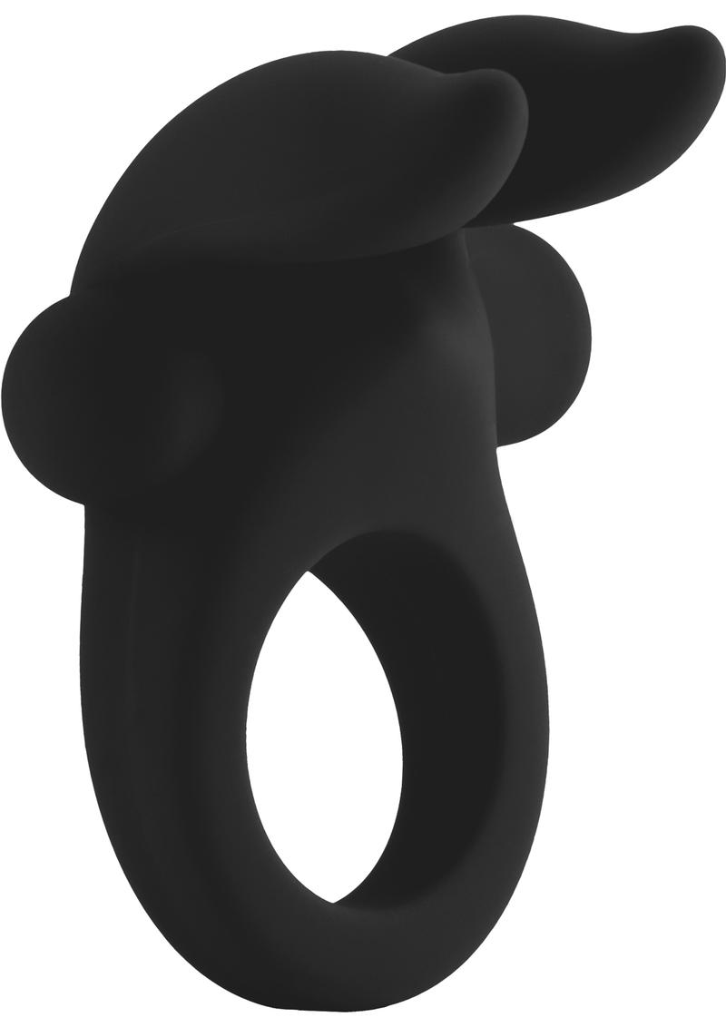 Mjuze Bunny Silicone Cock Ring With Stimulating Ears - Black