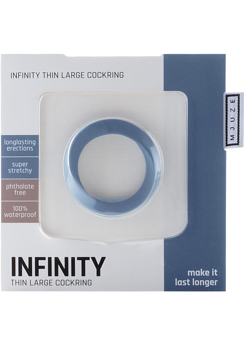 Mjuze Infinity Thin Silicone Cock Ring Large - Blue