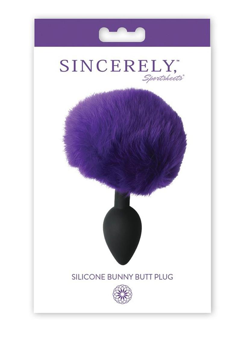 Midnight Silicone Bunny Butt Plug Black And Purple