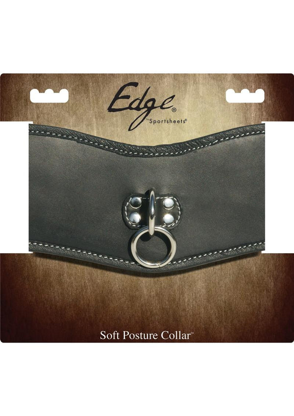 Edged Leather Soft Posture Collar Adjustable Black