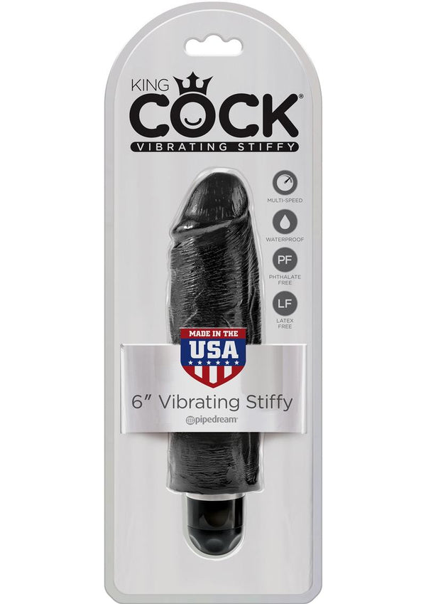 King Cock Vibrating Stiffy Dildo 6in - Black