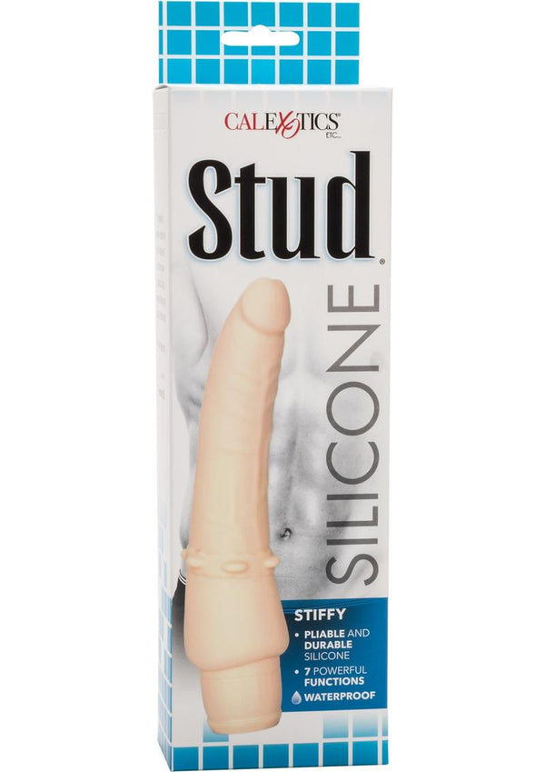 Stud Silicone Stiffy Realistic Vibrator Waterproof Ivory 6.75 Inch