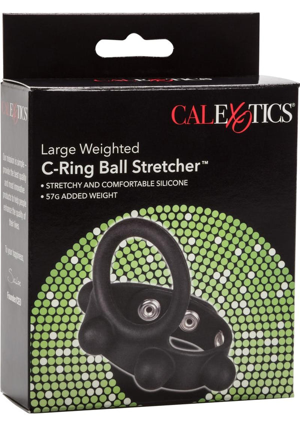 Large Weighted C-Ring Ball Stretcher Silicone Cockring Black