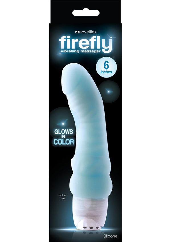 Firefly Vibrating Massager 6in Silicone Glow In The Dark - Blue