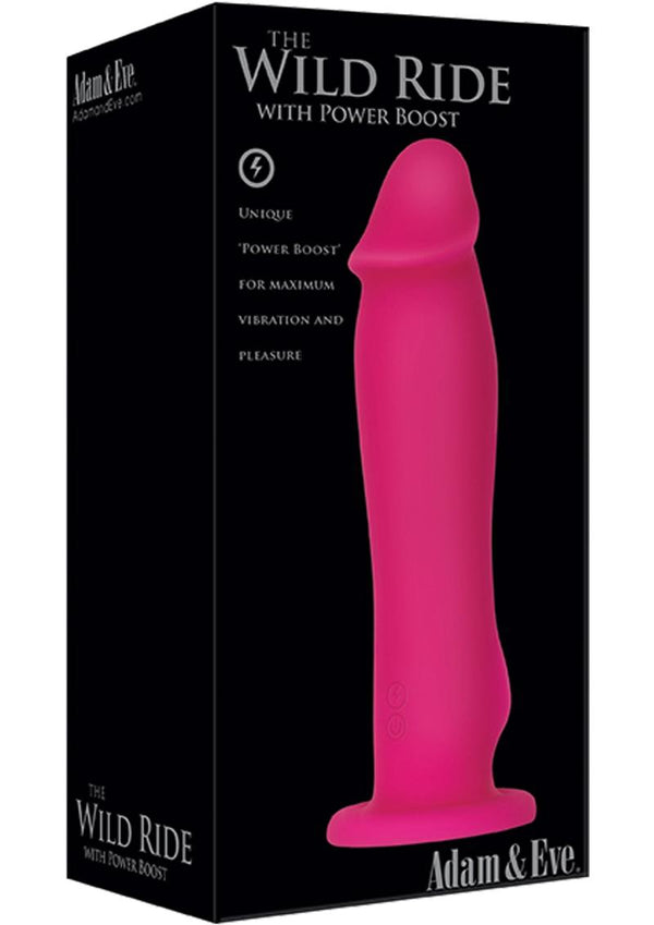 Adam & Eve The Wild Ride With Power Boost Vibrating Silicone Dildo Waterproof Pink