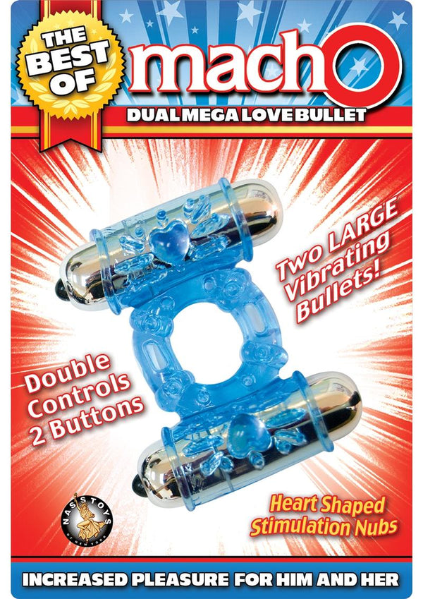The Best Of MachO Dual Mega Love Bullet Cockring Blue