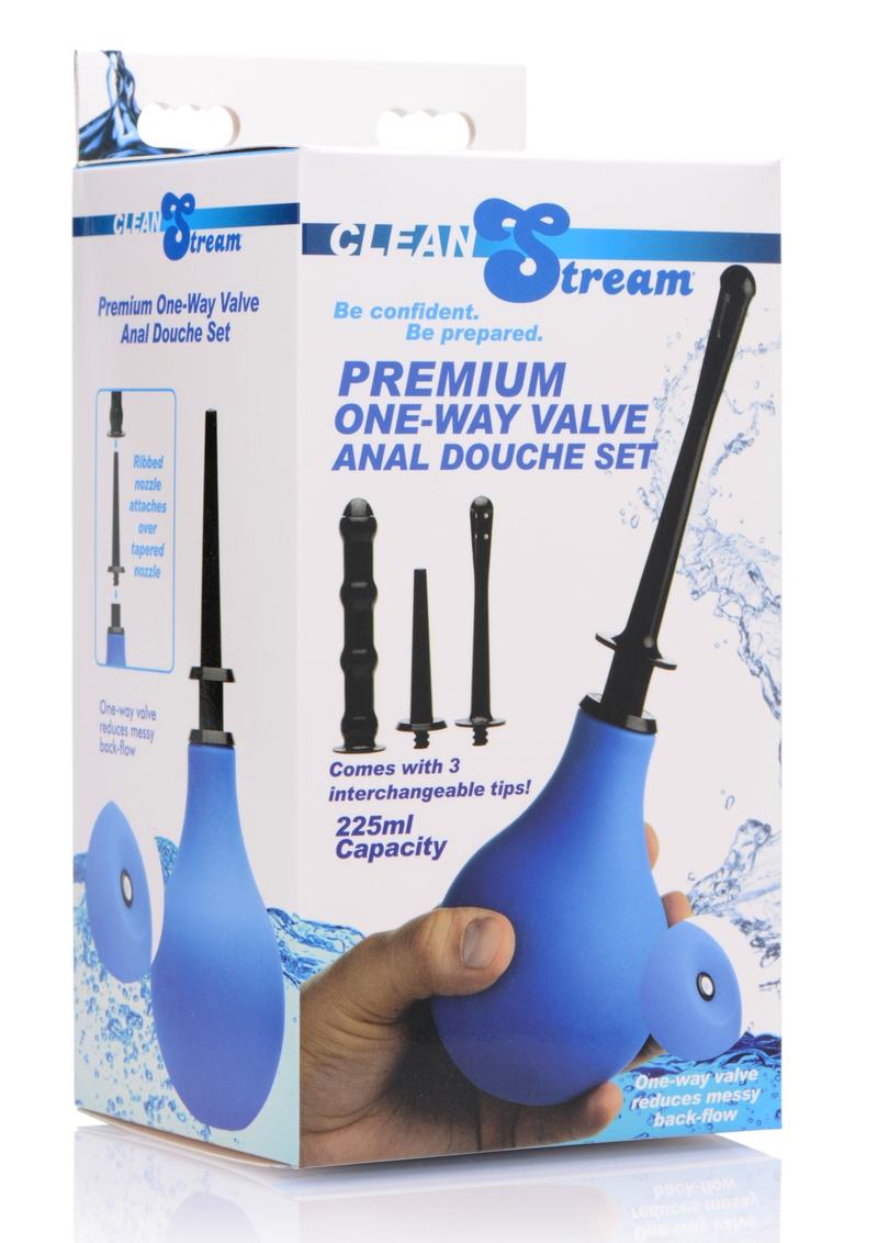 Clean Stream Premium One-Way Anal Douche Set Blue