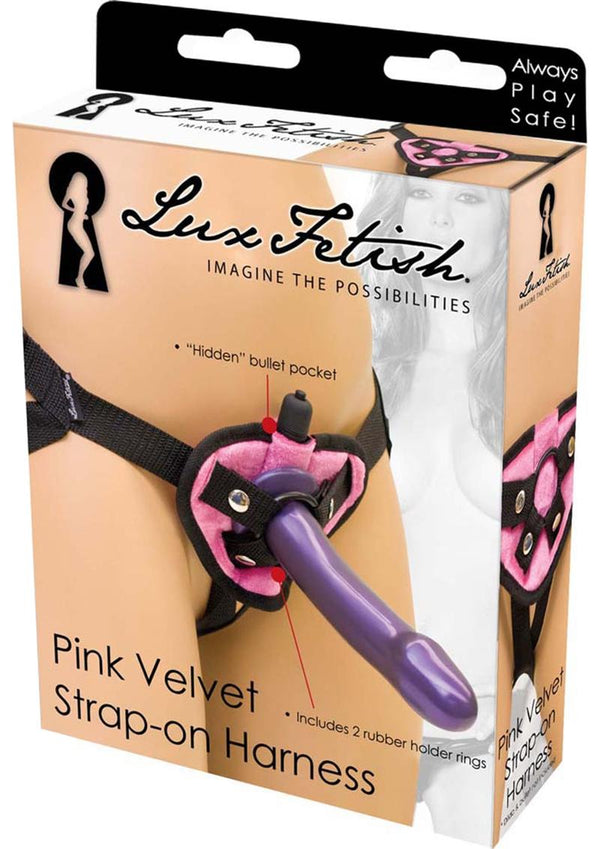 Lux Fetish Pink Velvet Strap-On Harness Adjustable