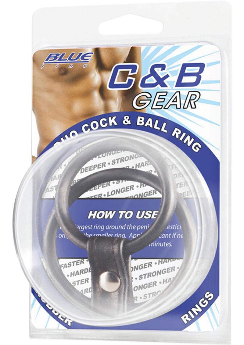 C&B Gear Duo Cock And Ball Ring Adjustable Cock Ring Black