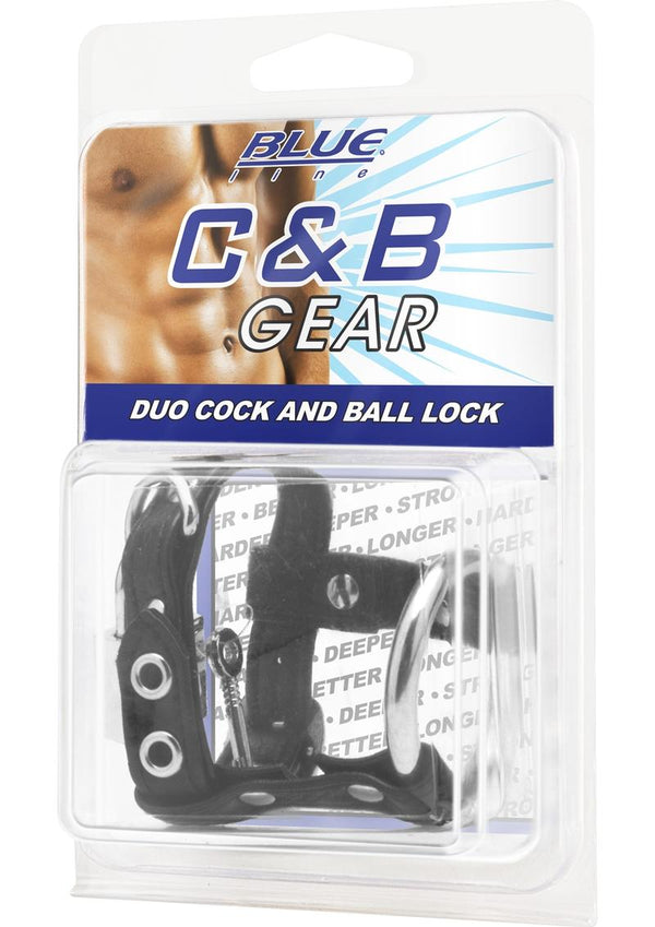 C&B Gear Duo Cock And Ball Lock Adjustable Cock Ring Black