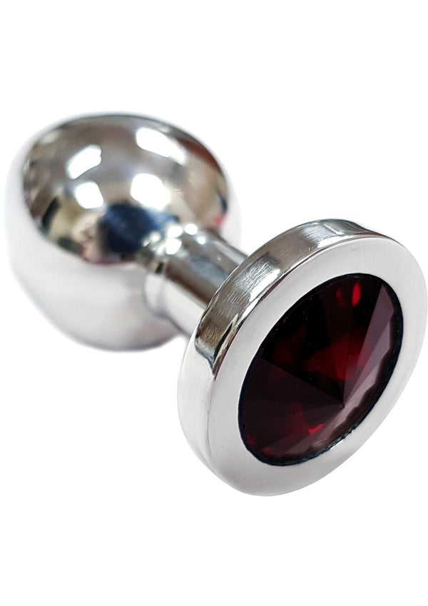 Rouge Jewelled Anal Butt Plug Small Stainless Steel Red Jewel