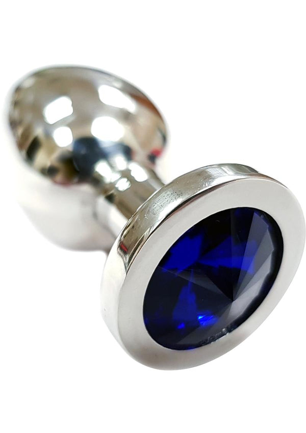 Rouge Jewelled Anal Butt Plug Small Stainless Steel Royal Blue Jewel