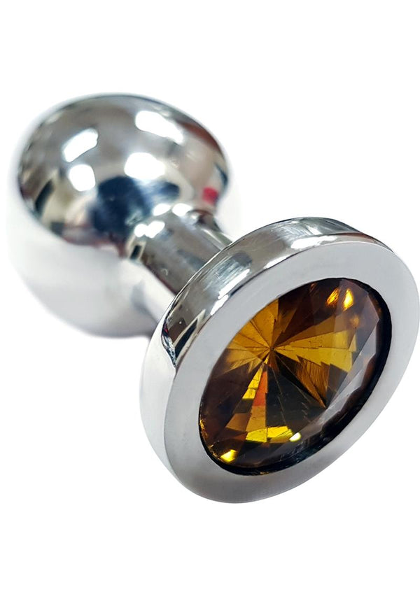 Rouge Jewelled Anal Butt Plug Small Stainless Steel Yellow Jewel