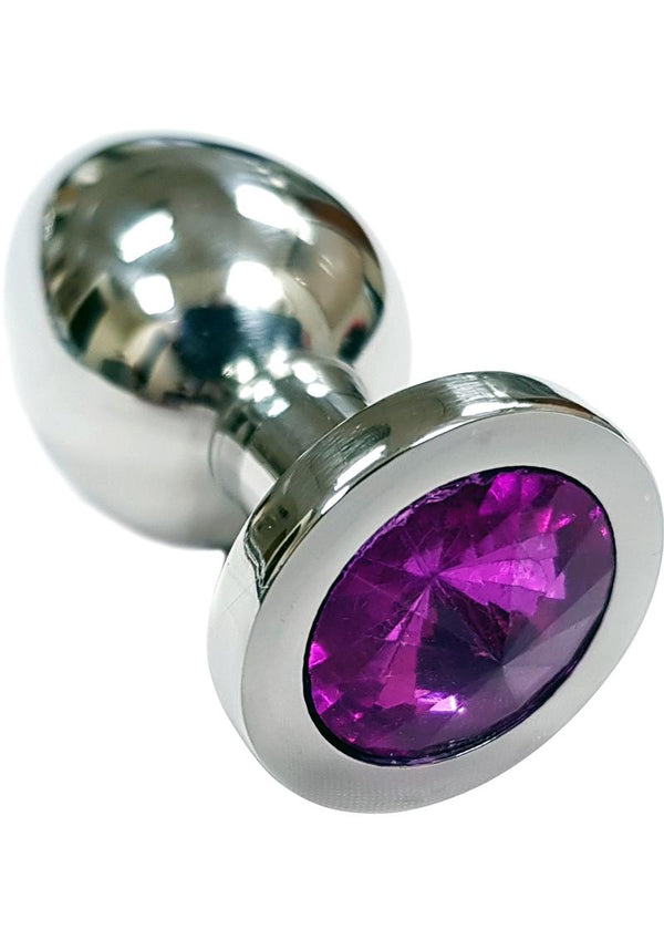 Rouge Jewelled Anal Butt Plug Small Stainless Steel Dark Pink Jewel