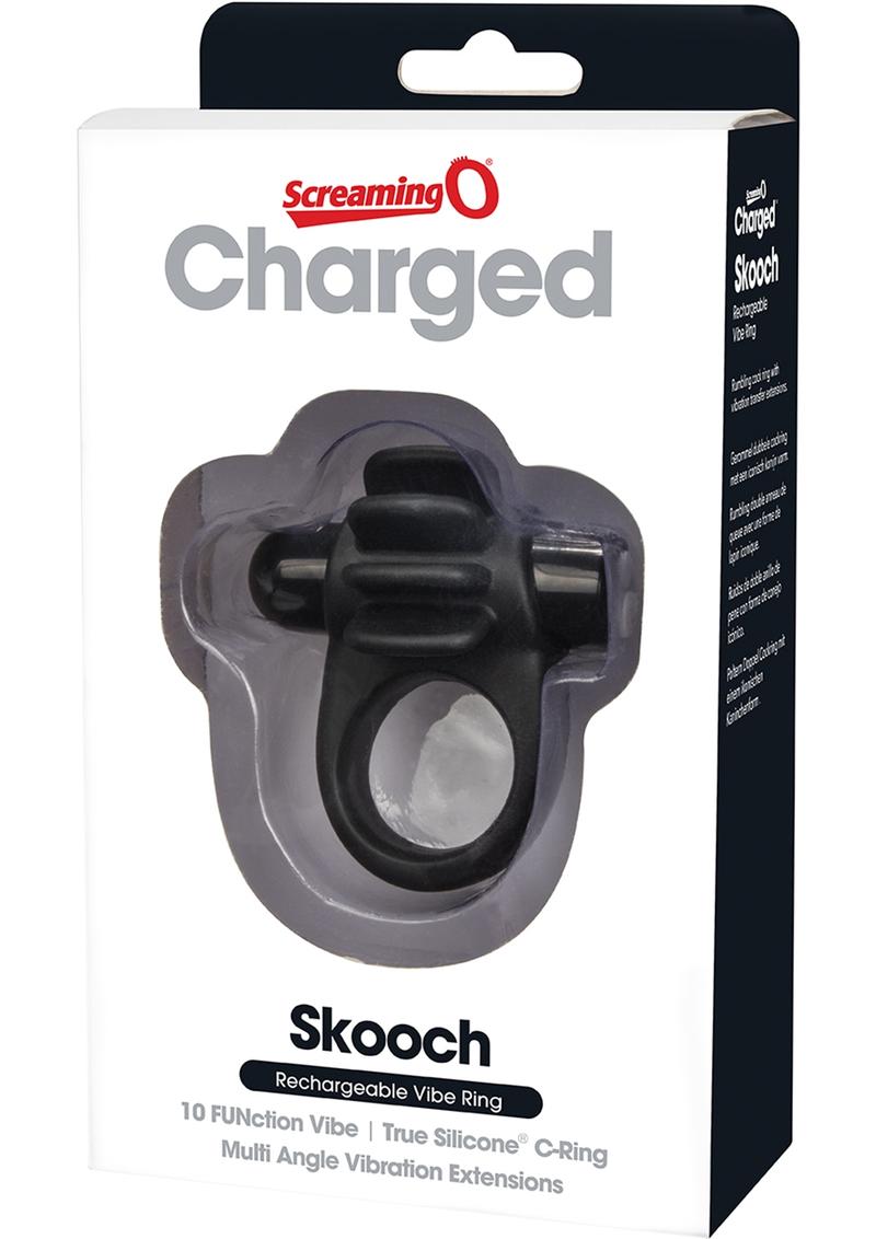 Charged Skooch Rechargeable Vibe Silicone Cock Ring Waterproof Black