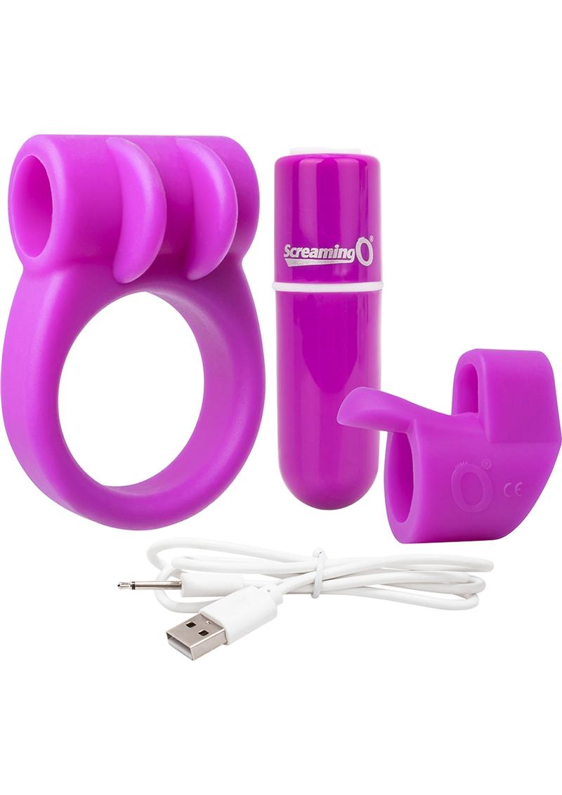 Charged Combo Usb Rechargeable Silicone Kit 1 Waterproof Purple