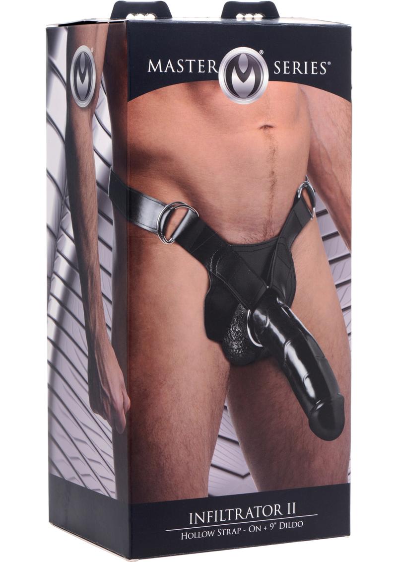 Master Series Infiltrator II Hollow Strap-On + 10in Dildo - Black