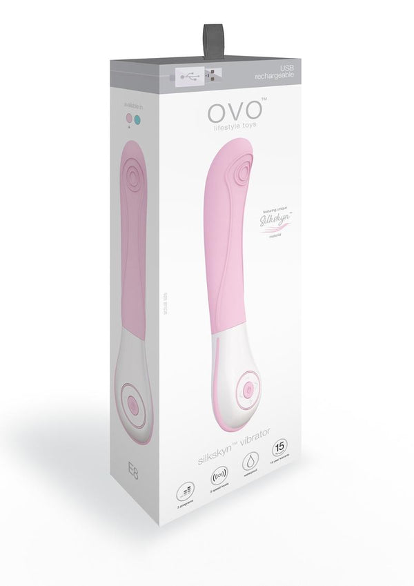 Ovo E8 Usb Rechargeable Silkskyn Silicone Textured Vibrator Waterproof Pink