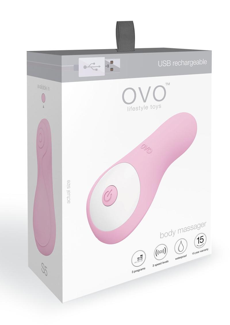 Ovo S5 Silicone Usb Rechargeable Body Massager Waterproof Pink