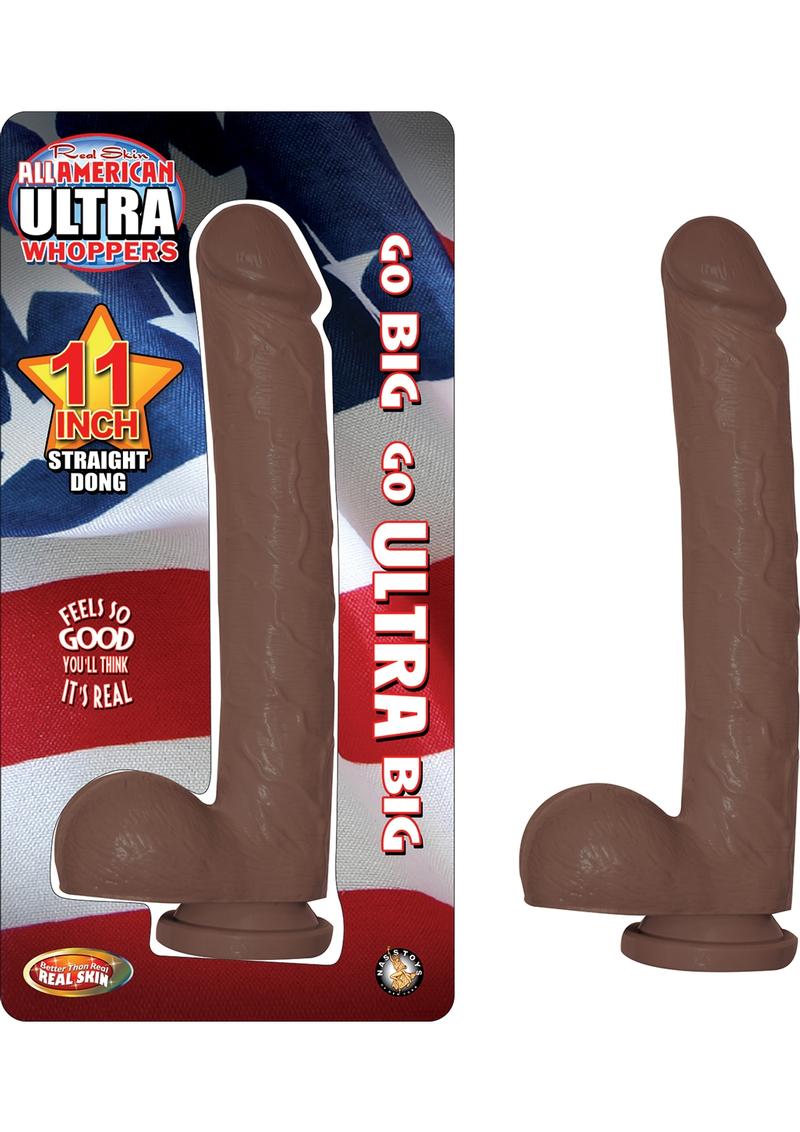 All American Ultra Whoppers Realistic Straight Dong Waterproof Brown 11 Inch