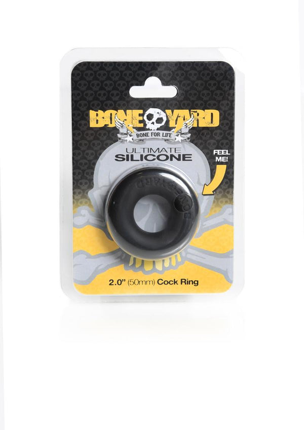 Bone Yard Ultimate Silicone Cockring Black 2 Inch Diameter