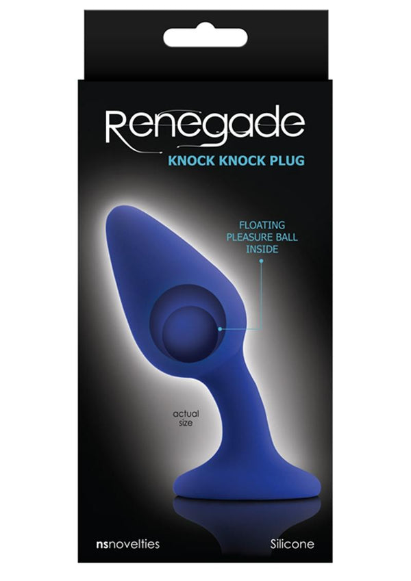 Renegade Knock Knock Plug Silicone Anal Plug With Floating Ball Blue 4.7 Inch