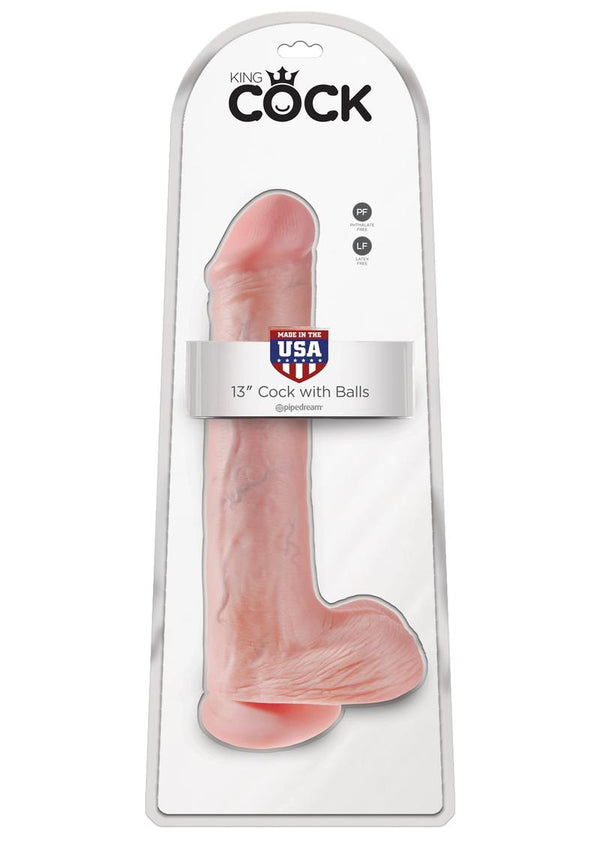 King Cock Realistic Dildo With Balls Flesh 13 Inch
