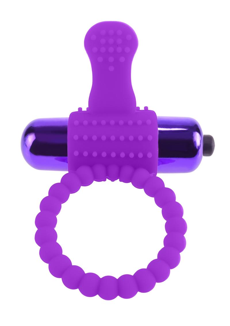 Fantasy C-Ringz Vibrating Silicone Super Ring Textured Cockring Waterproof Purple 2.32 Inch Diameter