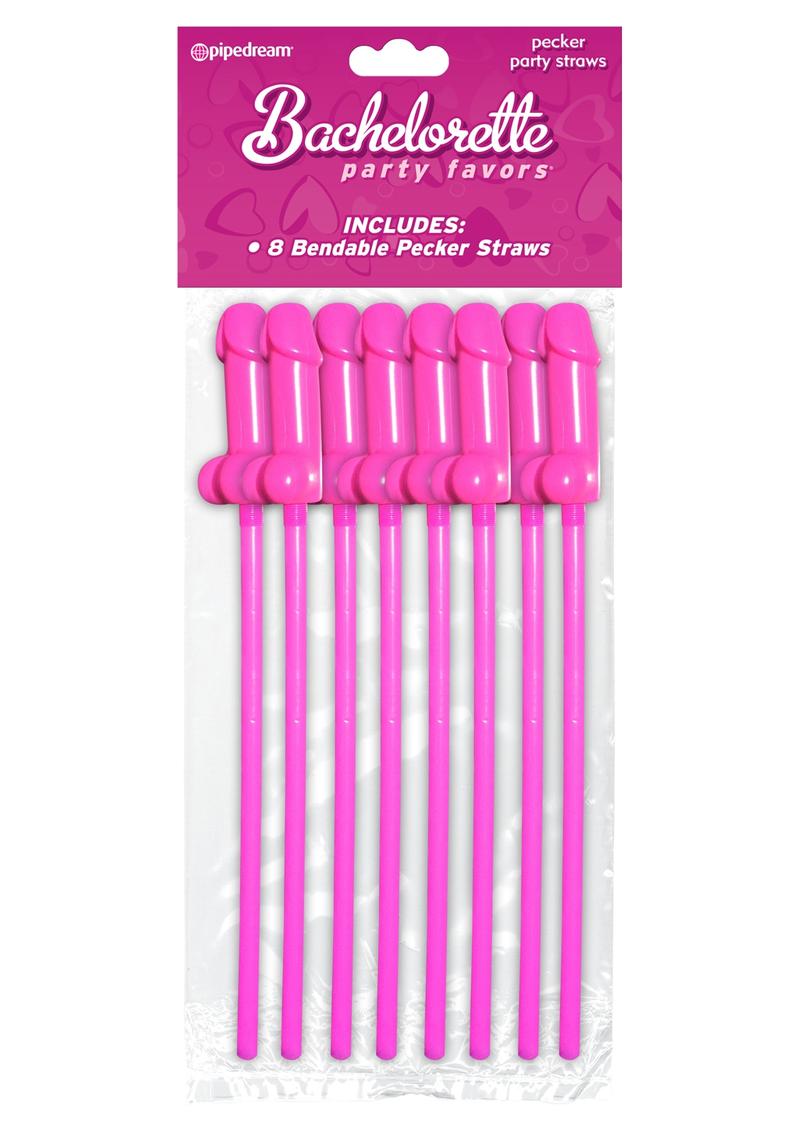 Bachelorette Party Favors Pecker Party Straws Pink 8 Pack