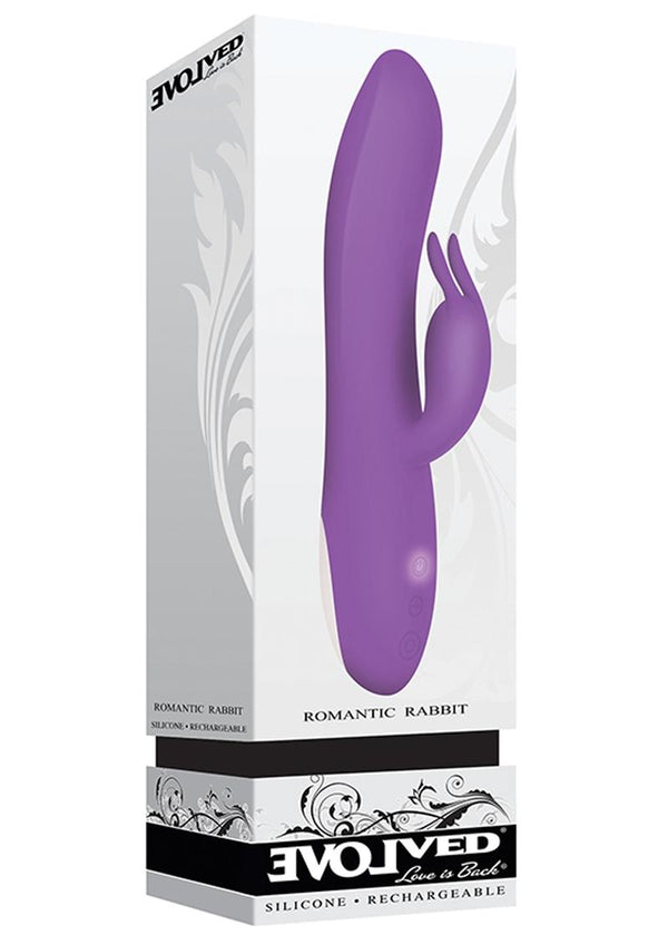 Romantic Rabbit Usb Rechargeable Silicone Dual Motor Vibe Purple 8.5 Inch