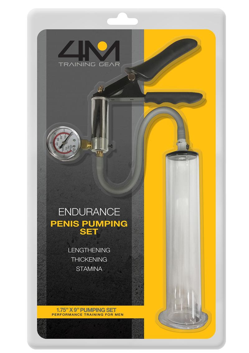 4M Endurance Penis Pumping Set - Clear/Gray