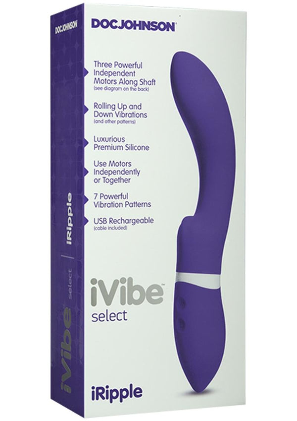 Ivibe Select Silicone Iripple Usb Rechargeable Vibe Waterproof Purple 9 Inch