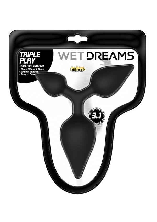 Wet Dreams Triple Play Butt Plug Black