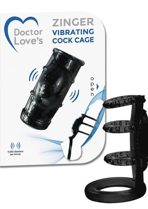Doctor Love'S Zinger Vibrating Cock Cage Black