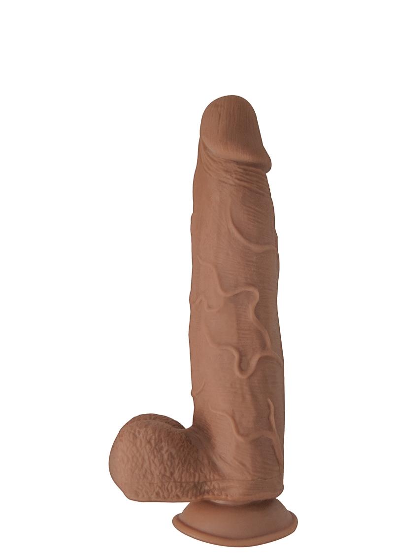 Realcocks Dual Layered 09 Bendable Thick Dildo 9in - Caramel