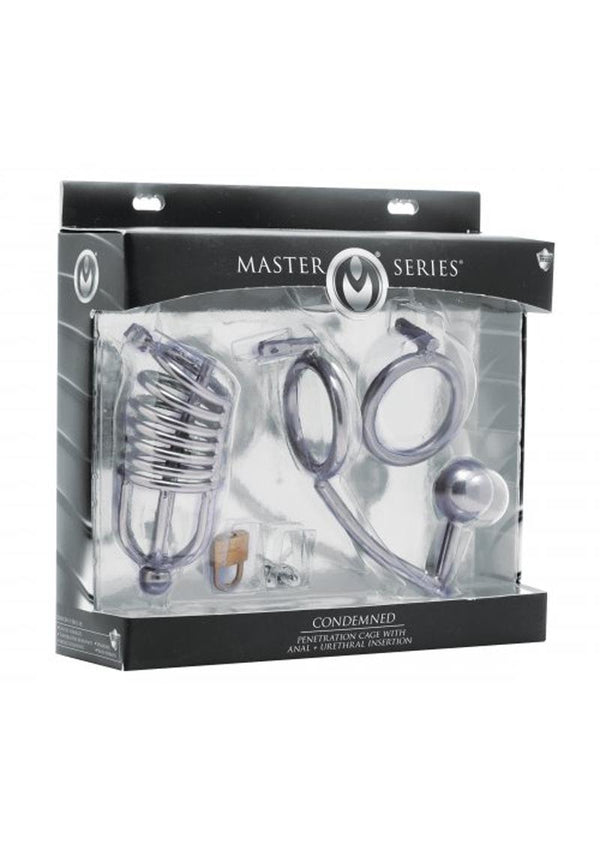 Master Series Condemned Penetration Cage with Anal Insertion - Silver