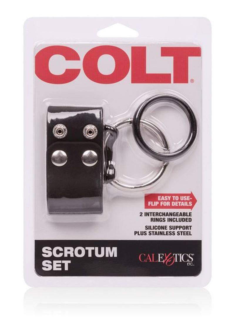 Colt Scrotum Set Adjustable Snap Fastener With Stainless Steel Cock Ring.