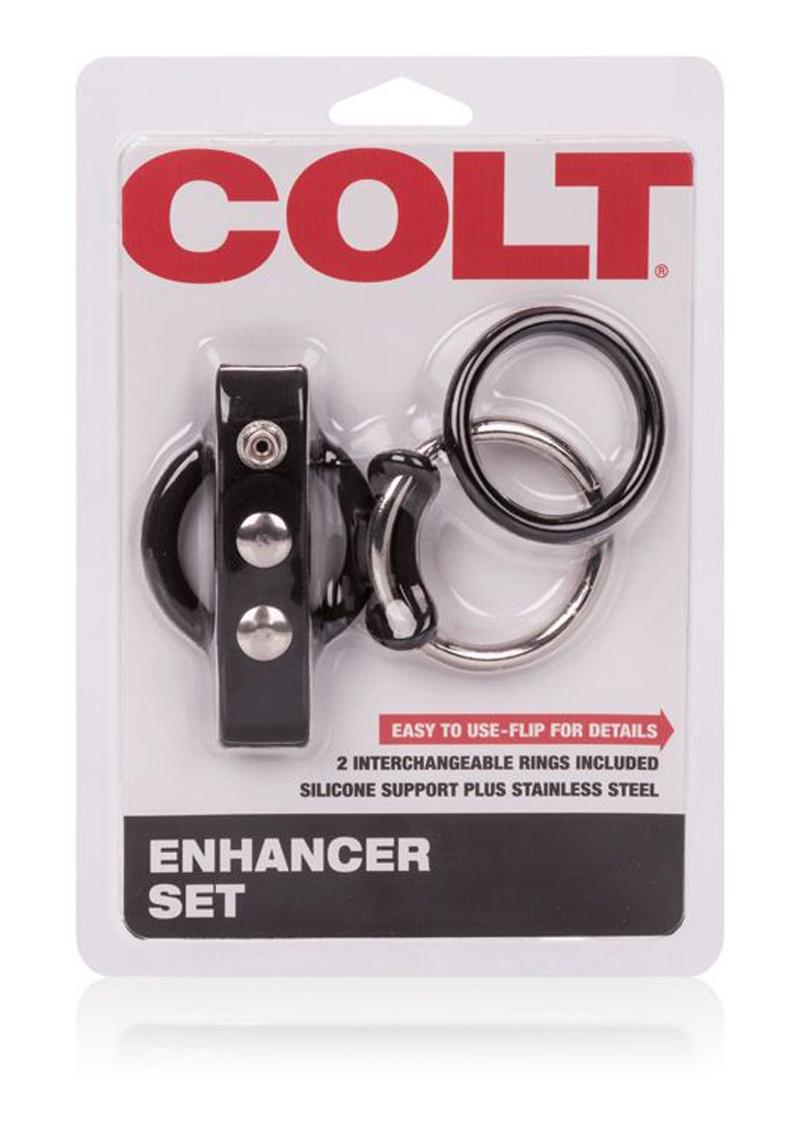 Colt Enhancer Set Adjustable Fastener Snap With Stainless Steel Cockring