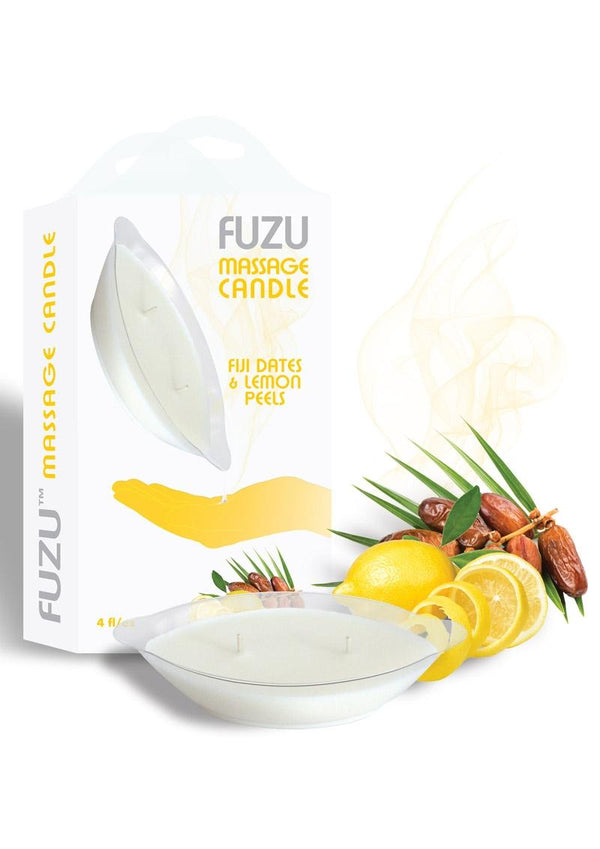 Fuzu Massage Candle Fiji Dates & Lemon Peels Vegan Friendly 4 Ounce