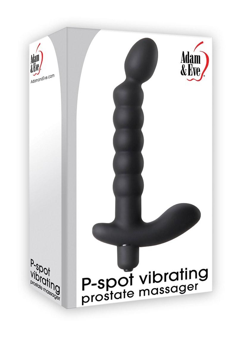 Adam & Eve P Spot Silicone Vibrating Prostate Massager Waterproof Black 5.5 Inch