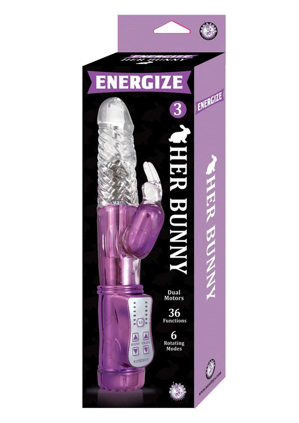 Energize Her Bunny 3 Vibe Waterproof Purple 9 Inch
