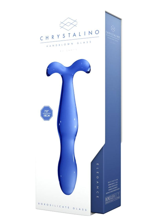 Chrystalino Elegance Handblown Borosilicate Glass Dildo Waterproof Blue 7 Inch