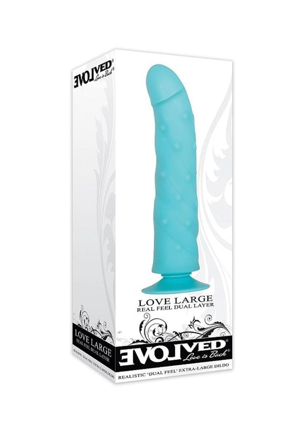 Love Large Real Feel Dual Layer Textured Dildo Waterproof Blue 9.5 Inch