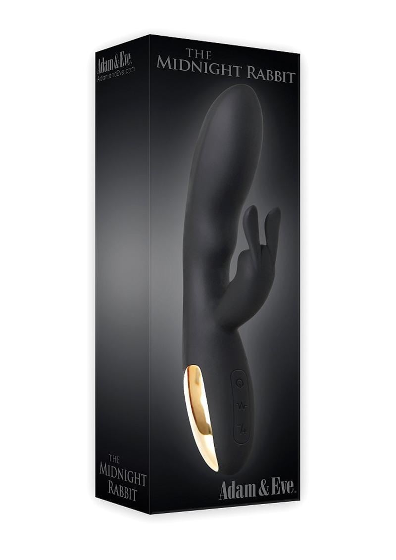 Adam & Eve The Midnight Rabbit Silicone Usb Rechargeable Waterproof Black 8 Inch