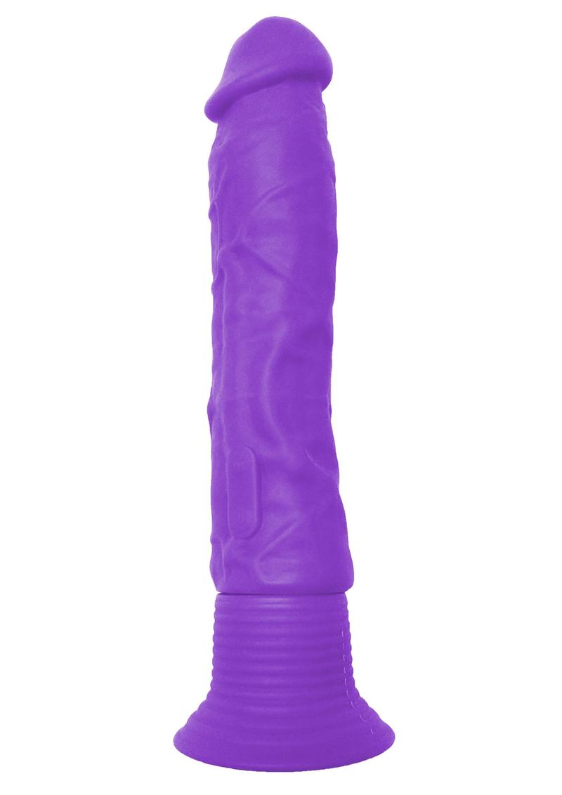 Neon Silicone Wall Banger Vibrating Dildo With Suction Cup Waterproof Purple
